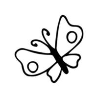 Hand drawn doodle butterfly. Vector simple butterfly clip art. Outline.