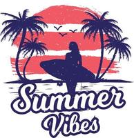 Summer Vibes Palm Beach Tshirt Design vector