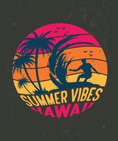 Summer Vibes Hawaii surfing Vintage tshirt design vector