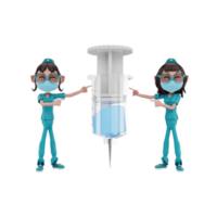 3D render nurse character illustration png