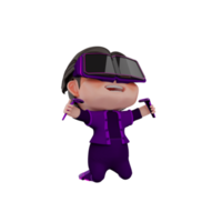 Ilustración de personaje de metaverso lindo de render 3d png