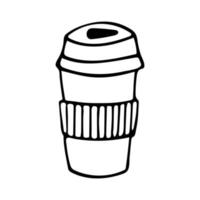 Hand drawn doodle coffee cup. Vector paper cup. Outline.