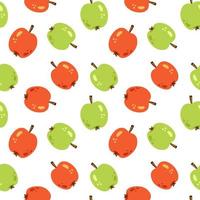 lindo vector de patrones sin fisuras con manzanas rojas y verdes. manzanas enteras sobre fondo blanco. patrón de manzana