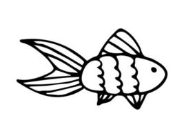 Hand drawn doodle fish. Vector cute fish for decoration. Outline.