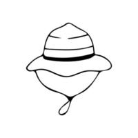 sombrero de viaje de garabato dibujado a mano. sombrero de copa. contorno. vector