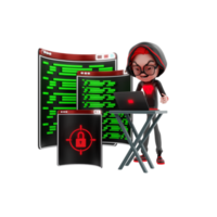 3D character cyber crime illustration png