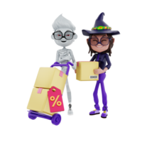 renderização 3D de personagens de halloween