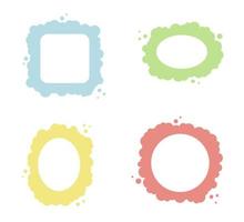 Simple flat soap foam bubble frames. Basic shapes, square, oval, round. vector