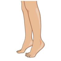 piernas femeninas descalzas, vista lateral. ilustración vectorial, estilo de dibujos animados dibujados a mano aislado en blanco.