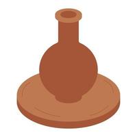 Clay jug on a potter's wheel. Craft and hobby for creativity. Flat style. Vector illustration