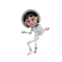 Rendering 3d dell'illustrazione del personaggio dell'astronauta png