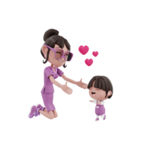 3d Render Mother and Child illustration png