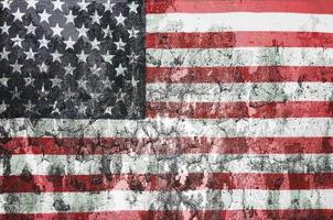 USA flog overlay on old color skin on cement wall texture for background use photo
