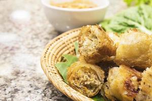 Fried spring rolls in Vietnamese food restaurant photo