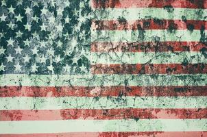 USA flog overlay on old color skin on cement wall texture for background use photo