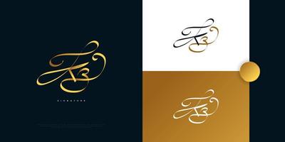 KB Initial Signature Logo Design with Elegant and Minimalist Gold Handwriting Style. Initial K and B Logo Design for Wedding, Fashion, Jewelry, Boutique and Business Brand Identity vector