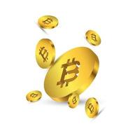 Golden Bitcoin Coin. Crypto Currency Gold Coin. 3D Bitcoin Symbol Isolated on White Background vector