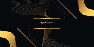 fondo negro y dorado de lujo con líneas doradas onduladas. fondo negro y dorado de primera calidad para el diseño de premios, nominaciones, ceremonias, invitaciones formales o certificados vector