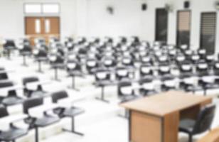 Blurred photo of empty lecture room