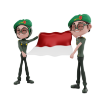 ilustração de dias da independência indonésia de personagem 3d png