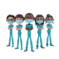 3D render nurse character illustration png