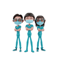 3D render ilustração de personagem de enfermeira png