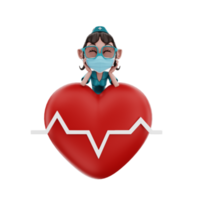 3D render nurse character illustration png