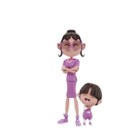 3d Render Mother and Child illustration png