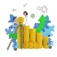 3D render teamwork illustration png