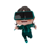 3D Render cute Metaverse character illustration png