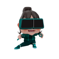 3D Render cute Metaverse character illustration png