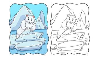 cartoon illustration Polar bear is trying to repair a broken iceberg book or page for kids vector