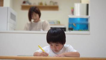 Boy studying in the living room video