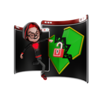 3D character cyber crime illustration png