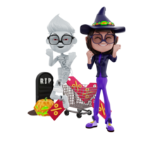 3D-weergave van halloween-personages png