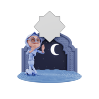 Rendering 3d dell'illustrazione del personaggio del ramadan png