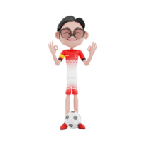 3D fotboll karaktär illustration png