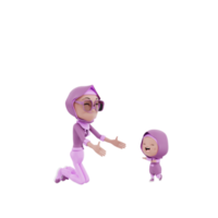 3d Render Mother and Child illustration png