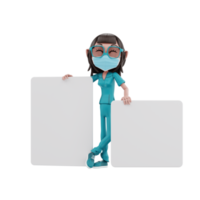 3D render nurse character illustration png