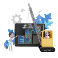 3D render teamwork illustration png