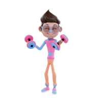 Ilustración de personaje de gimnasio 3d png