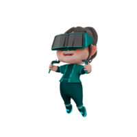 3D Render cute Metaverse character illustration png