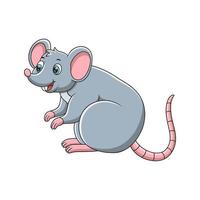 cartoon illustration rat is standing on a piece of log that drifted in the ditch vector