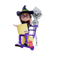 3d rendering of halloween characters png