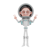 3D-weergave van de illustratie van het astronautenkarakter png