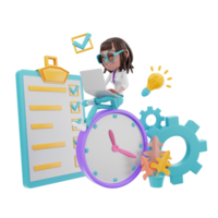 Representación 3d de la ilustración de gestión del tiempo png