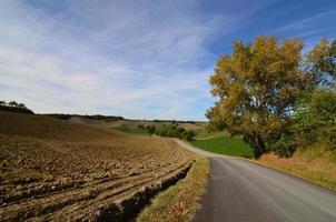 otoño con campos labrados listos para plantar foto