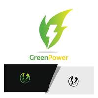 leaf logo with lightning bolt vector