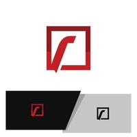 letter R logo connected to square frame vector