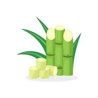 Vector illustration of sugarcane, isolated on white background, suitable as a packaging label for processed sugarcane products.